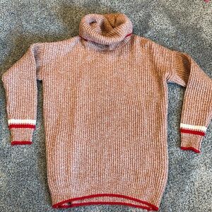 Selection Knit Sock Monkey Sweater Size Small S Turtleneck Cowlneck Oversized